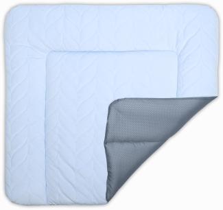 BONKY® Wickelauflage 75x72 cm - aus gestepptem Velvet - Wickelunterlage mit rutschfeste Unterseite - Baby Wickeltischauflage - Mega weich und angenehm - Made in EU - blau