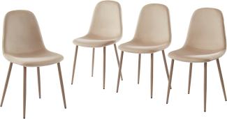 BAÏTA Lena Set mit 4 Stühlen, Samt und Metall, beige, L44cm