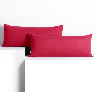 DecoKing 2 Kissenbezüge 40x120 cm Jersey Baumwolle Reißverschluss pink Amber