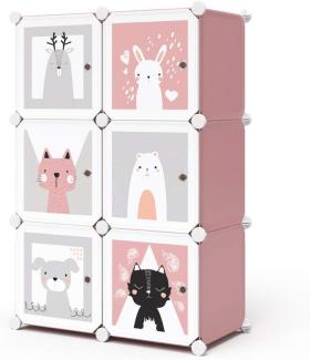 Vicco 'ANDY' Kinderschrank, DIY modular, rosa, mit Kleiderstange, 6 Fächer