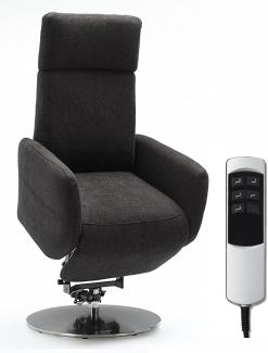 Cavadore TV-Sessel Cobra, Fernsehsessel mit 2 E-Motoren, Akku und Aufstehhilfe, Relaxfunktion, Liegefunktion, Ergonomie L, 71 x 112 x 82, Belastbar bis 130 kg, grau