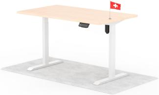 elektrisch höhenverstellbarer Schreibtisch ECO 140 x 80 cm - Gestell Weiss, Platte Eiche