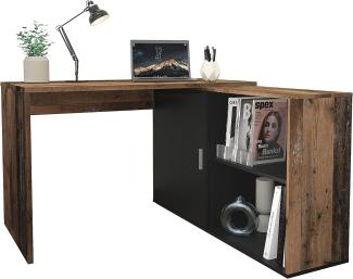 FMD Möbel - VALLEY - Schreibtisch - melaminharzbeschichtete Spanplatte - Old Style dunkel / schwarz P. - 118 x 75 x 124,5cm