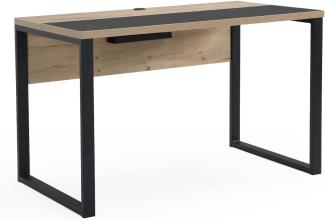 B&D home Schreibtisch NOEL | Bürotisch Kabel Management schwarzem Kufengestell für Büro, Jugendzimmer | industrial | Schwarz-Sandeiche, 120cm