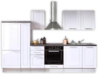 WELCOME 6 Moderne Küchenzeile ohne Elektrogeräte in Weiß Hochglanz - Geräumige Einbauküche mit viel Platz und Stauraum - 300 x 204 x 60 cm (B/H/T)