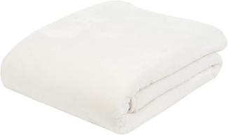 GÖZZE Wohndecke Cashmere wollweiß (BL 130x170 cm) BL 130x170 cm weiß Decke Kuscheldecke Sofadecke Couchdecke Plate