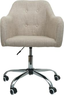 Bürostuhl HWC-L92, Drehstuhl Schreibtischstuhl Computerstuhl Bürosessel Stuhl, mit Armlehne ~ Stoff/Textil creme