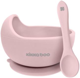 Kikkaboo Kinder Silikonschüssel Yummy, 250 ml Fassungsvermögen, Löffel, Saugfuß rosa