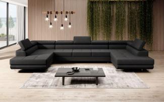 Designer Sofa Positano mit Schlaf und Klappfunktion (Stoff) Schwarz