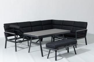 Gardissimo Dining-Ecklounge "Nabari" inkl. Ecksofa, Bank, Tisch und Kissen, anthrazit / grau, ohne Sessel,rechts