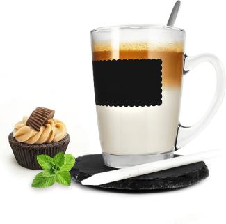 Kaffeeglas 4tlg mit Löffel und Teller Teeglas Tasse Becher Latte Macchiato Glas