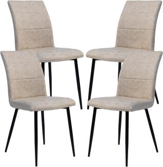 Moderne Esszimmerstühle in Lederoptik - bequeme Stühle mit abgesteppter Vorderseite und bezogener Rückseite - gepolsterte Küchenstühle mit gebogener Rückenlehne für mehr Sitzkomfort Taupe 4 St.