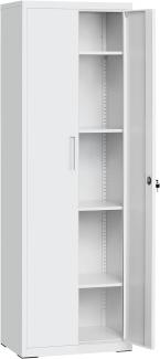 SONGMICS Aktenschrank, 180 cm, Mehrzweckschrank, Stahl-Aufbewahrungsschrank, 5 Ebenen, Doppeltüren, Schloss, Werkzeugschrank, verstellbare Ablagen, Garage, Büro, Wohnzimmer, grau OMCDE014G01