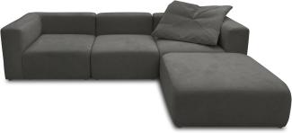 DOMO. collection Sofa, Couch, Ecksofa, Modulsofa in L-Form, aus 4 Modulen, dunkelgrau, 301 x 193 cm