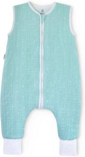 Ehrenkind® Baby Sommerschlafsack mit Füßen | Musselin | Sommer Schlafsack Gr. 70 Farbe Mint mit weißen Sternen | Schlafsack Baby Schlafsack Kinder