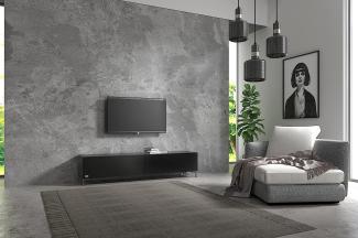Wuun® TV-Board Lowboard Wohnwand TV-Bank Somero / 180cm / Schwarz-Matt/Vita Chrom
