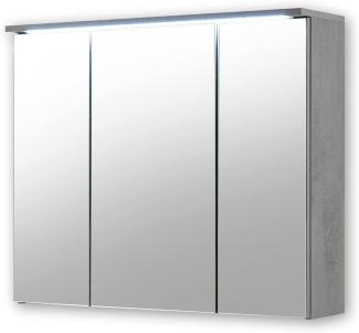 INDIANA Spiegelschrank Bad mit LED-Beleuchtung in Old Wood Optik, Betonoxid - Badezimmerspiegel Schrank mit viel Stauraum - 80 x 68 x 23 cm (B/H/T)