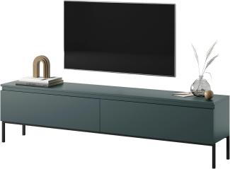 Selsey Bemmi TV-Lowboard TV-Schrank, Dunkelgrün mit schwarzen Metallbeinen, 175 cm