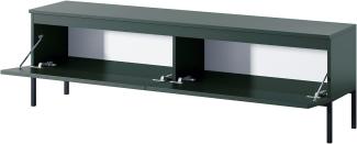 Selsey Bemmi TV-Lowboard TV-Schrank, Dunkelgrün mit schwarzen Metallbeinen, 175 cm