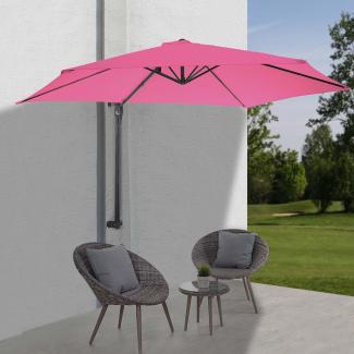 Wandschirm Casoria, Ampelschirm Balkonschirm Sonnenschirm, 3m neigbar, Polyester Alu/Stahl 9kg ~ pink-rosarot