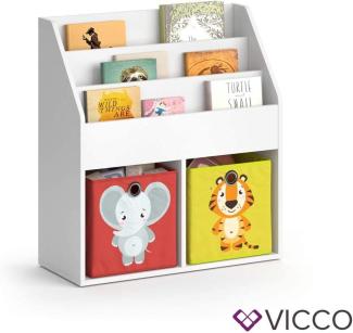 Vicco 'LUIGI' Kinderregal, weiß, mit 3 Fächern für Bücher und 2 Fächern für Faltboxen