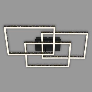 Briloner LED Deckenleuchte Frame 80 cm, schwarz, Glitzereffekt