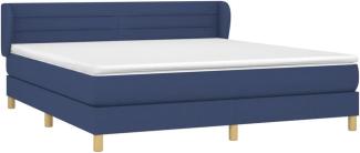 Doppelbett, Polsterbett mit Matratze Hellgrau 140x190 cm Stoff Blau 160 x 200 cm