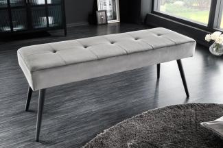 Moderne Sitzbank BELLE 100cm dunkel-grau Samt schwarzes Gestell
