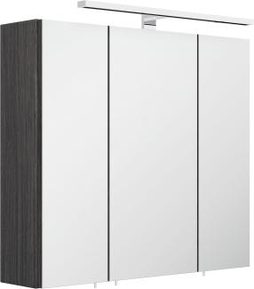 Spiegelschrank 70cm inkl. Design LED-Lampe und Glasböden anthrazit gemasert : Anthrazit gemasert