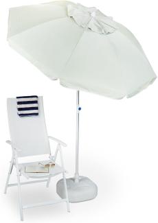 Relaxdays Premium Sonnenschirm 180 x 180 cm, Fiberglas Rippen, UV Schutz 50+, Windöffnung, neigbarer Gartenschirm, natur