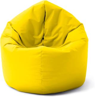 Lumaland Indoor/Outdoor-Sitzsack, Runder 2-in-1-Sitzsack für draußen und drinnen, 300l Füllung, 120 x 80 x 75 cm, wasserabweisend und robust, Gelb