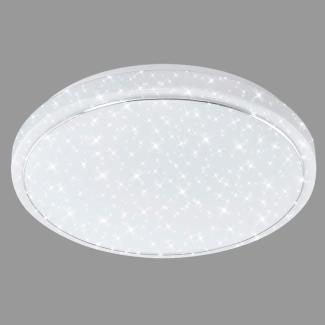 Briloner Leuchten LED Deckenleuchte mit Sternen-Dekor inkl. Chromring, Deckenlampe Farbtemperatursteuerung (warm weiß-neutral Tageslichtweiß), 23 W, Ø 38cm