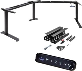 Albatros Eck-Schreibtisch-Gestell Lift L7B + Kabelkanal, schwarz, stufenlos verstellbar in Höhe, Breite und Winkel, 3 Motoren, elektrisch