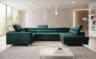 Designer Sofa Torino mit Schlaf- und Klappfunktion Samt Grün Rechts