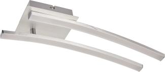 Briloner Leuchten – LED Deckenleuchte, geschwungene Deckenlampe, 2-flammig, 2 x 6W, warm weißes Licht, 55. 4 cm, aluminiumfarbig