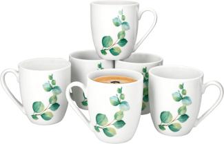 6x Eukalyptus Kaffeebecher 340ml H10,5cm Porzellan-Tassen 6 Personen