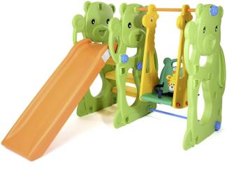Baby Vivo 'Spielplatzschaukel / Spielgerüst mit Rutsche-Jungle', ca. 145 x 128 x 108 cm (LxBxH), ab einem Jahr, bis 15/30 kg belastbar, gelb/orange/grün