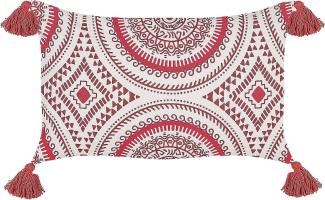 Dekokissen orientalisches Muster Baumwolle rot weiß 30 x 50 cm ANTHEMIS
