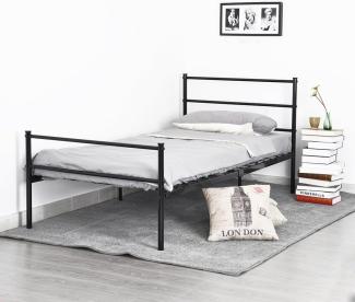 DORAFAIR Einzelbett Metallbett Metall Bett mit Lattenrost chwarz 90 x 190cm