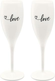 Koziol Superglas mit Druck Cheers No. 1 XMAS 2020, Sektglas, Champagnerglas, Trinkglas, Glas, Cotton White, 100 ml, 2er-Set, 3915525
