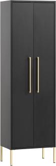 Schildmeyer Gloria Highboard, Holzwerkstoff, schwarz/Gold, 2 Türen