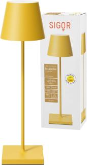 LED Tischleuchte gelb, Touchdimmer, Akku, H 38 cm