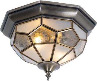 Deckenlampe, Antik, Messing, Glas, 29 cm