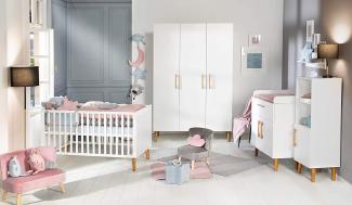 Zimmerset "Mick" – inkl. Baby-/Kinderbett 70 x 140 cm & Wickelkommode, weiß/ Goldeiche