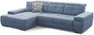 Cavadore Ecksofa Mistrel mit Schlaffunktion, L-Form Sofa mit leichter Fleckentfernung dank Soft Clean, geeignet für Haushalte mit Kindern, Haustieren, 273 x 77 x 173, blau