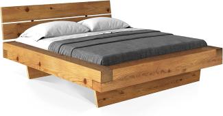 Möbel-Eins CURBY Balkenbett mit Kopfteil, Wangenfuß, Material Massivholz natur 160 x 220 cm