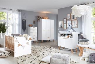 Trendteam 'Mats' 3-tlg. Babyzimmer-Set, weiß, aus Bett 70x140, 3-trg. Kleiderschrank und Wickelkommode