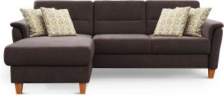 CAVADORE Ecksofa Palera / L-Form-Sofa im Landhausstil mit Federkern / 244 x 89 x 163 / Chenille-Bezug, Braun