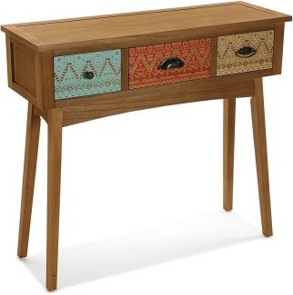 Versa Shikar Schmales Möbelstück für den Eingangsbereich oder Flur, Moderner Konsolentisch, mit 3 Schubladen, Maßnahmen (H x L x B) 80,5 x 30 x 90 cm, Holz, Farbe: Mehrfarbig