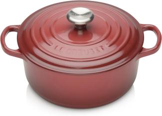 Le Creuset Signature Gusseisen-Bräter mit Deckel, Ø 24 cm, Rund, Für alle Herdarten und Induktion geeignet, Volumen: 4,2 l, 4,305 kg, Burgundy, 21177247502430